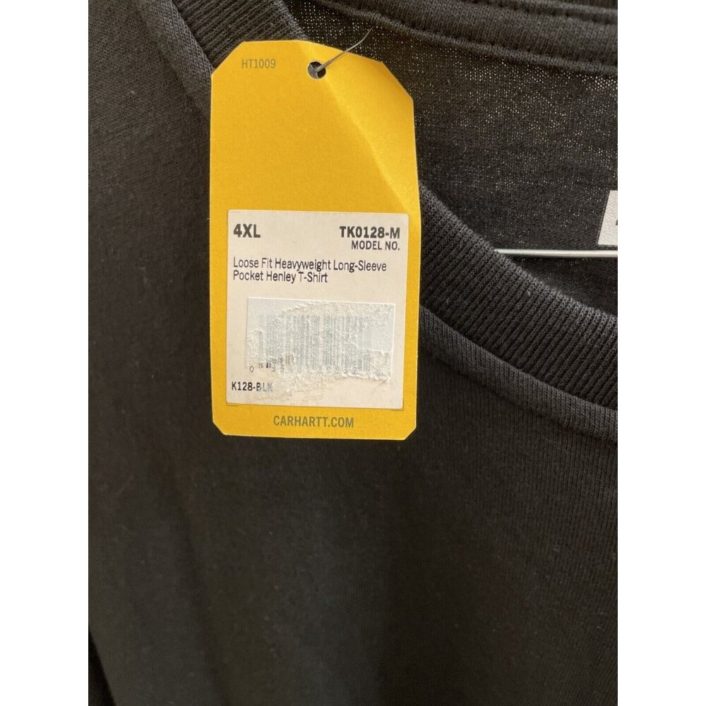 Carhartt Long Sleeve Henley Black 4x Shirt Model TK0128-M - Picture 10 of 10